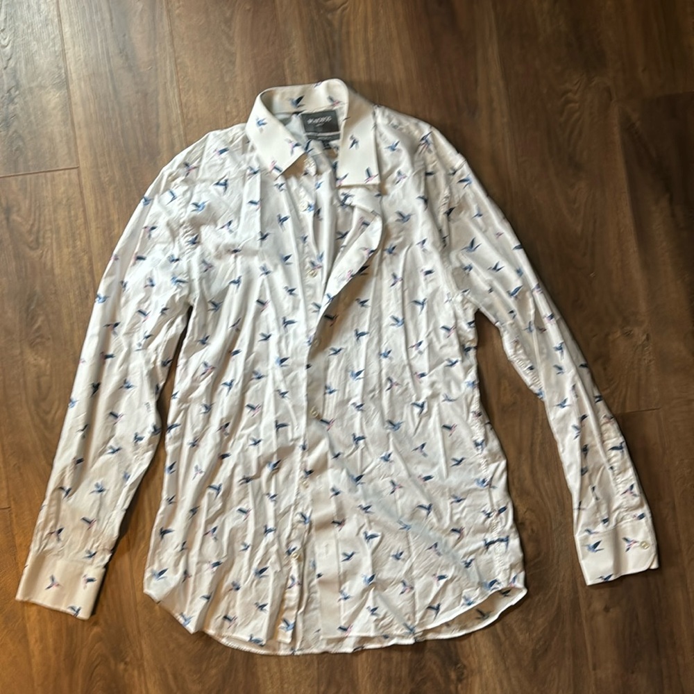 Bonobos Tailored Slim Fit shirt 16.5/34 hummingbird pattern